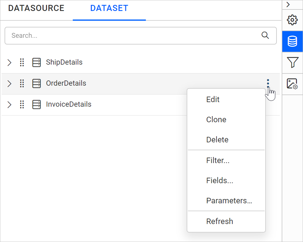 Dataset panel