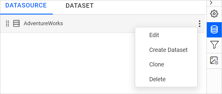 Data panel context menu