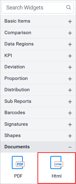 HTML listed in item panel