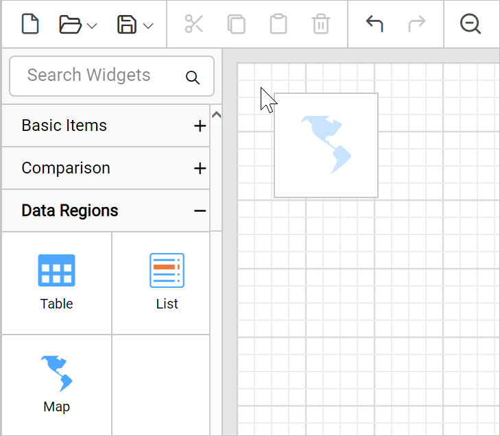 Drag map into design surface