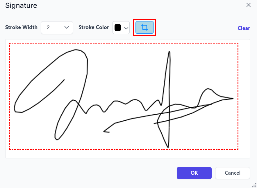 Croping in signature