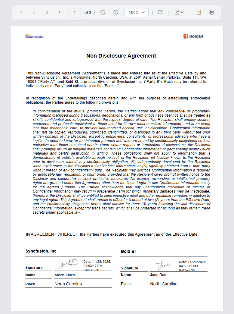 Preview PDF signature