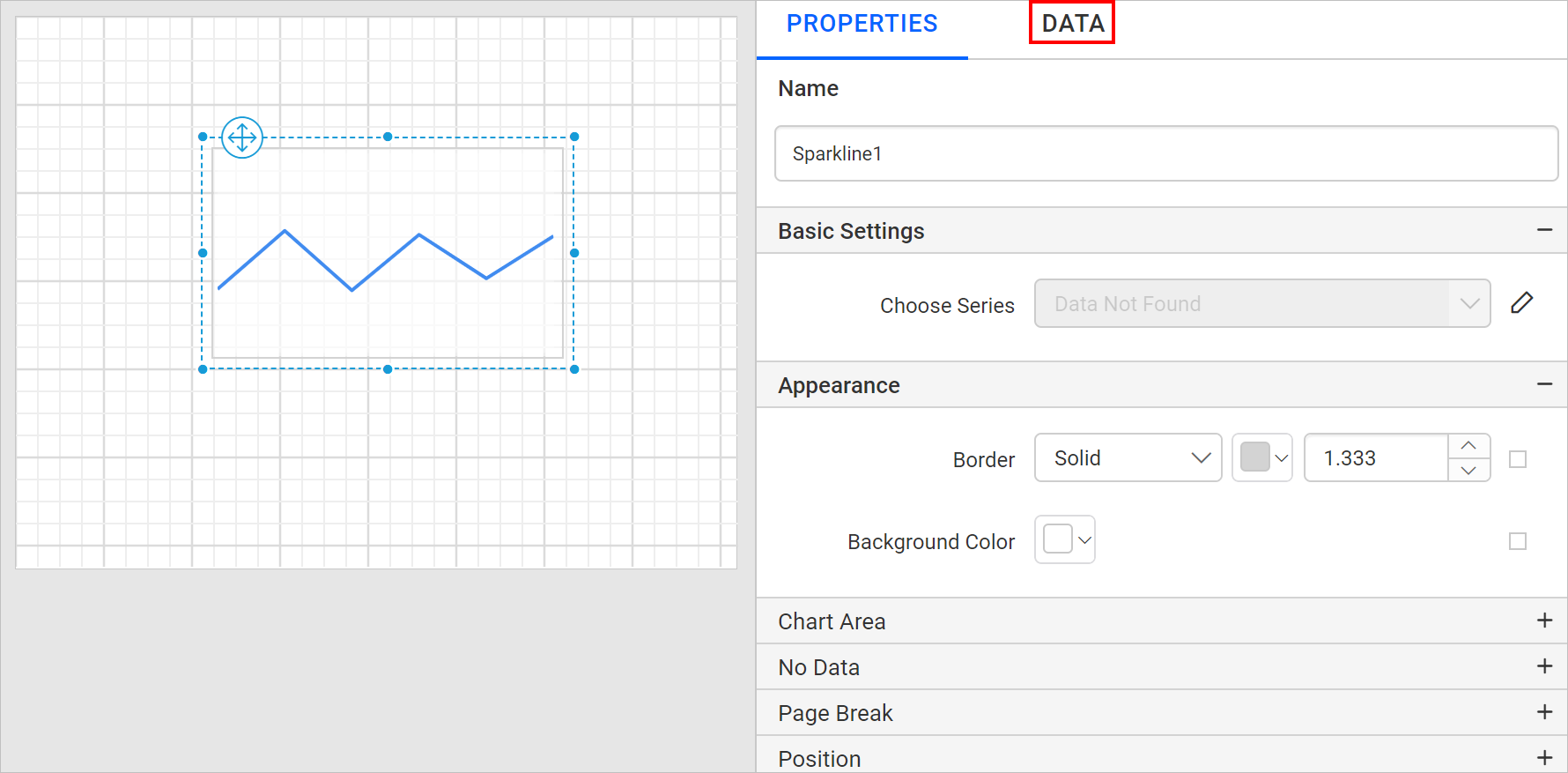 Chart properties pane