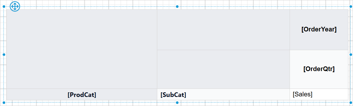 Tablix wizard with column and values