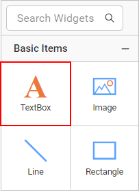 Textbox listed in item panel