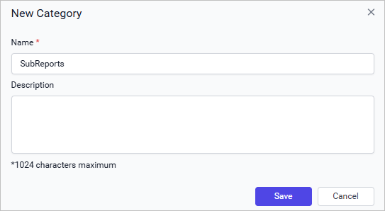 Subcategory dialog