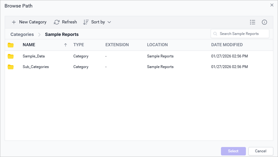 Browse dialog open