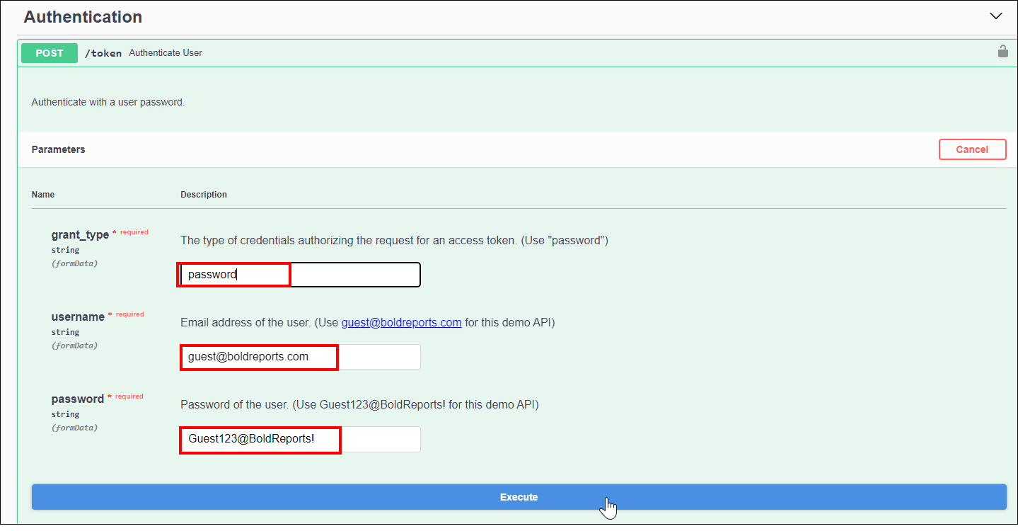 Demo credential