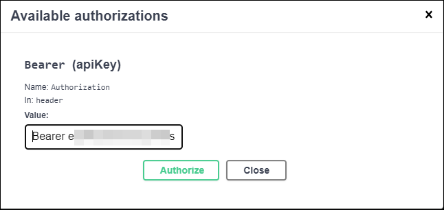 Authorize dialog box