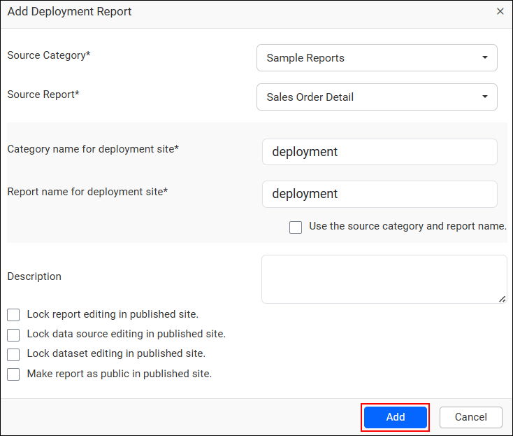 Add Deployment Report