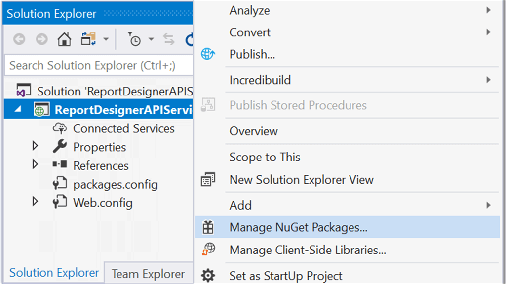 Open nuget manager