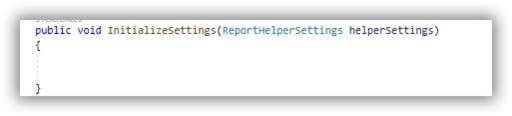 Shows the configuration of Inherit the IReportHelperSettings