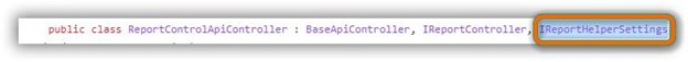 Shows the configuration of Inherit the IReportHelperSettings