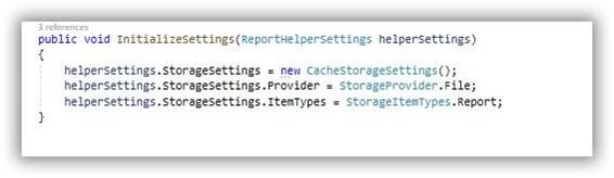 Shows the configuration of Inherit the IReportHelperSettings