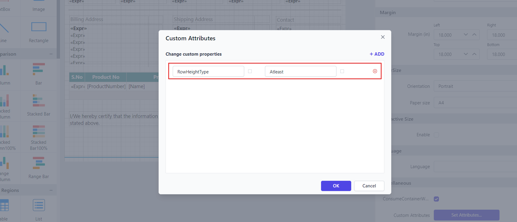 Shows the configuration of word protection type in custom property dialog