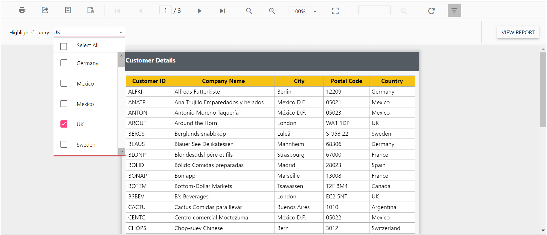 Preview of pop up height in parameter values in Report Viewer