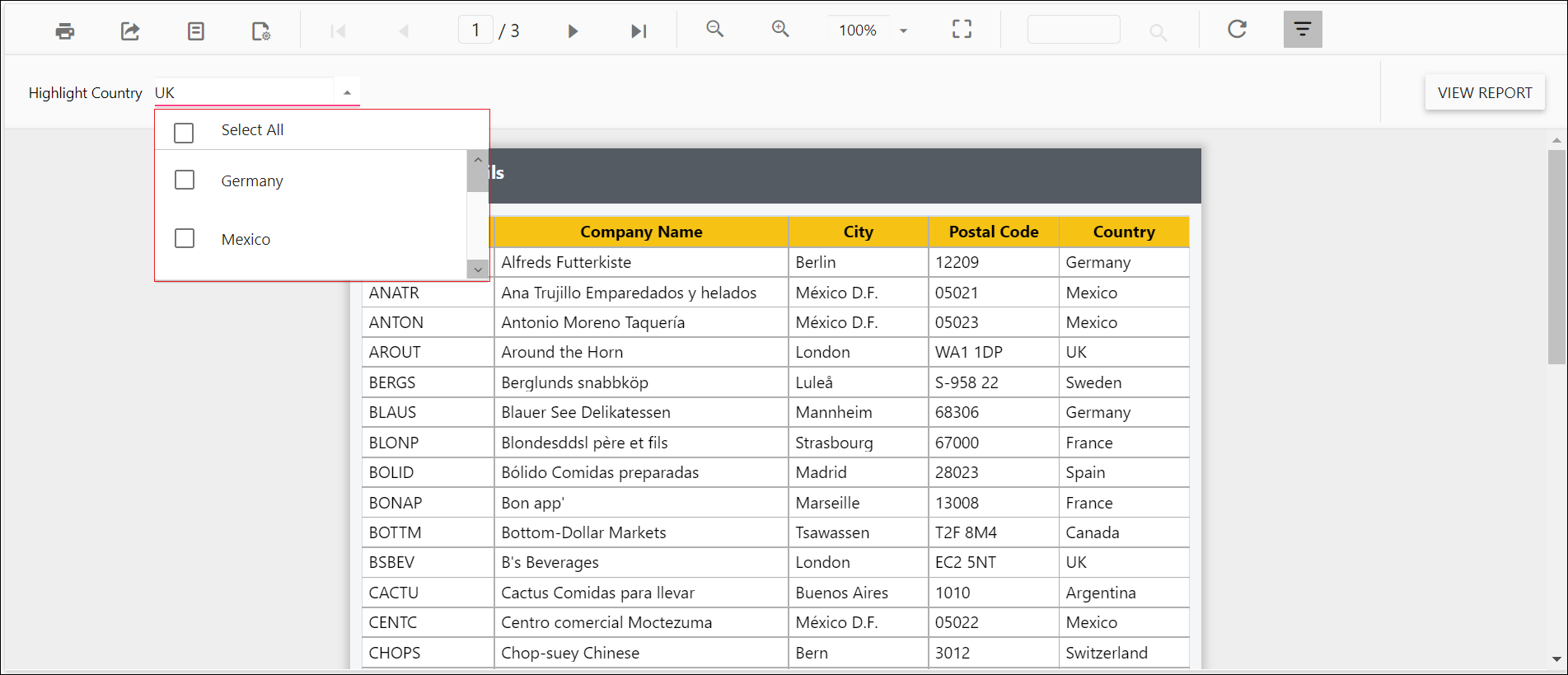 Preview of pop up width in parameter values in Report Viewer