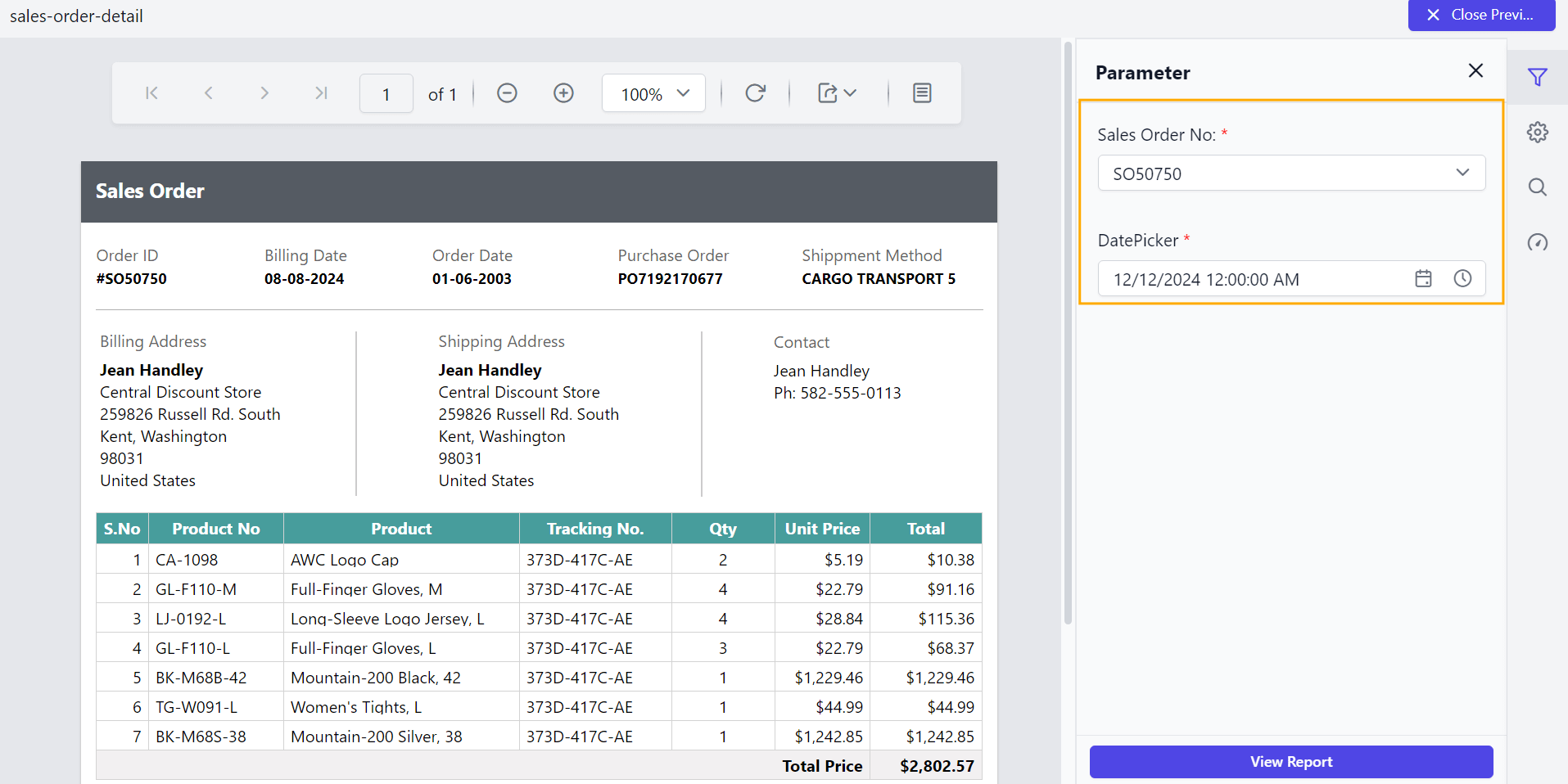 Preview of enable required field in parameter in Report Viewer