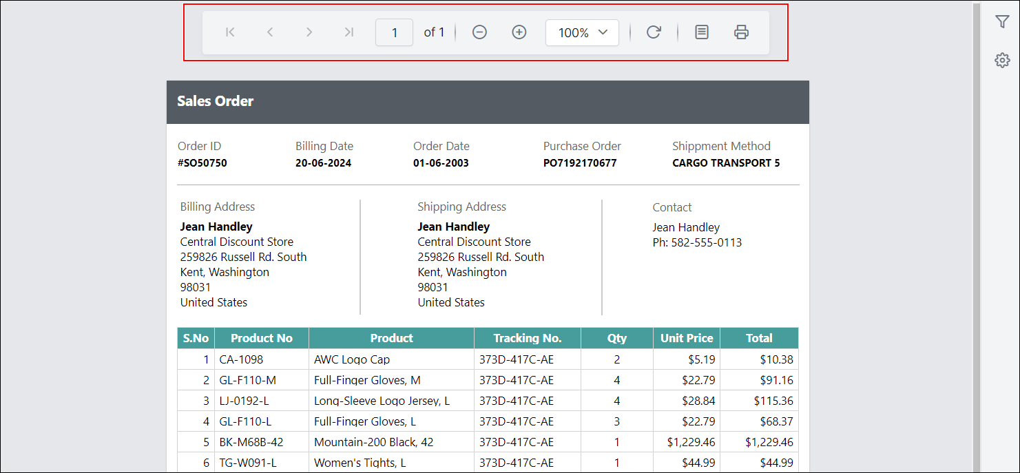 Preview of refresh button hidden in toolbar in Report Viewer