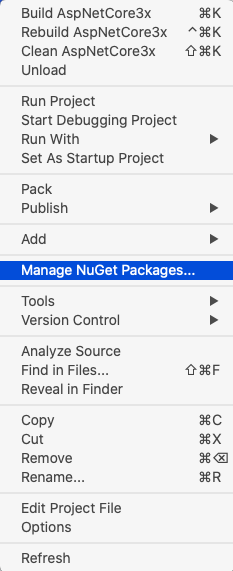 Creating a new ASP.NET Core Application Project