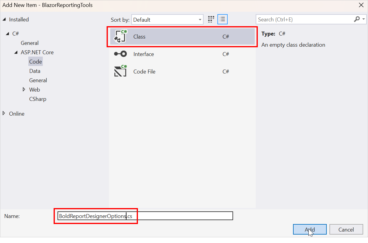 Adding a new class file to the project