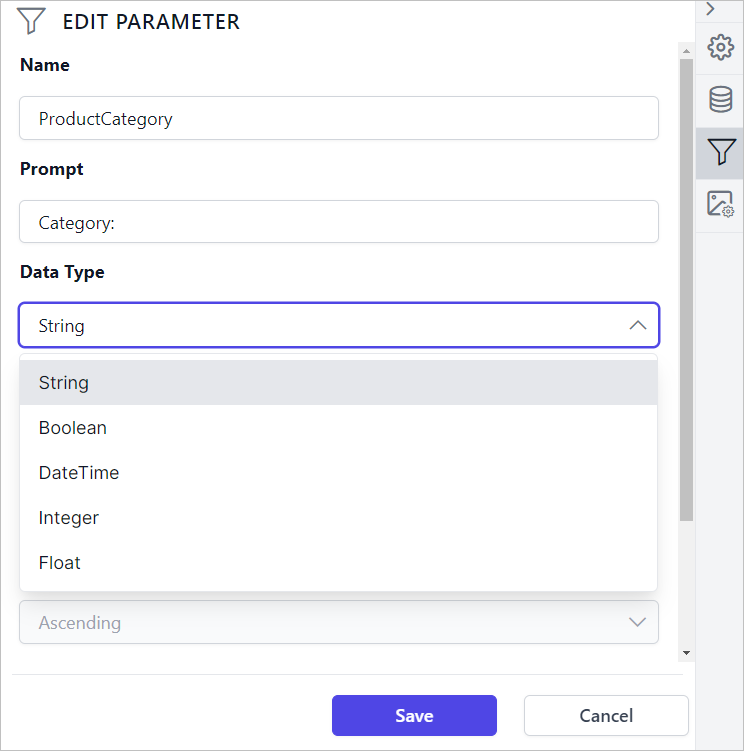 Change the parameter Data type