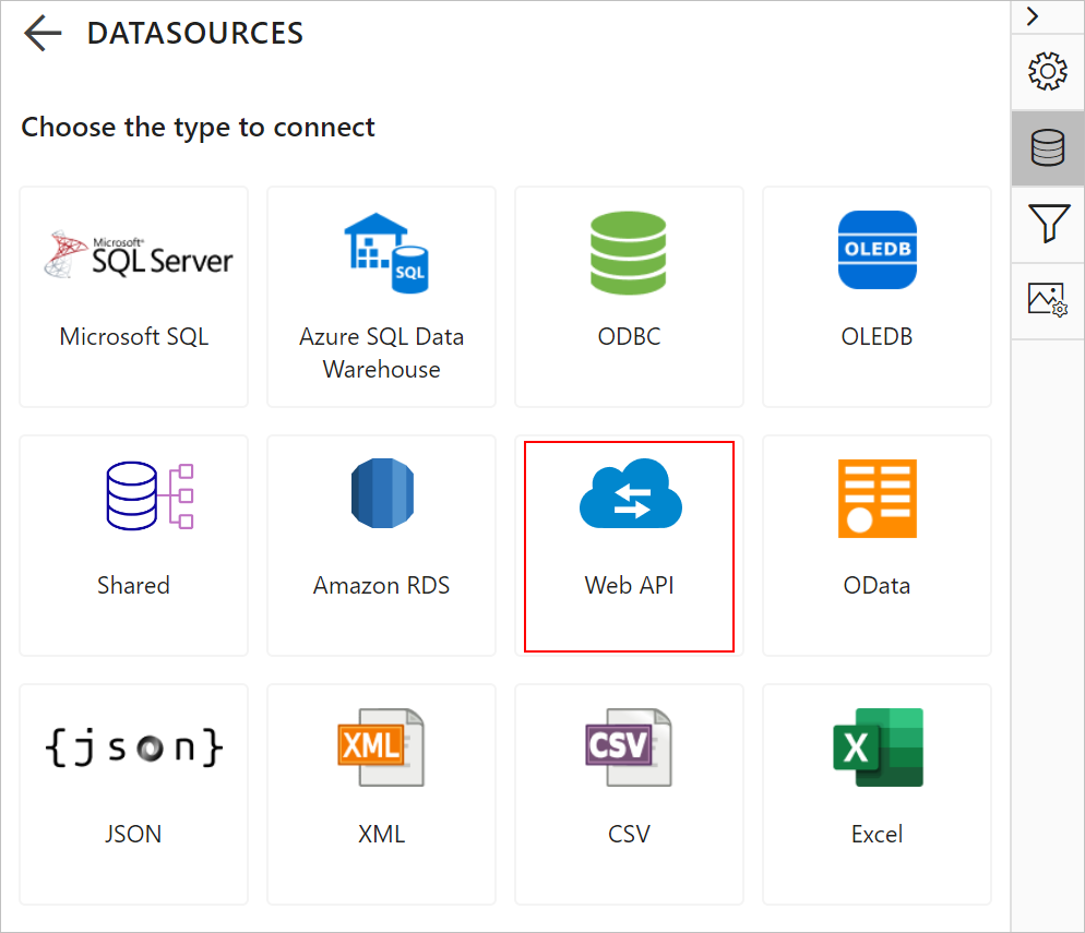 Choose web api in New Data