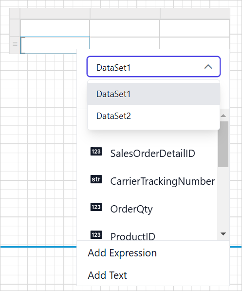 Data assign dropdown