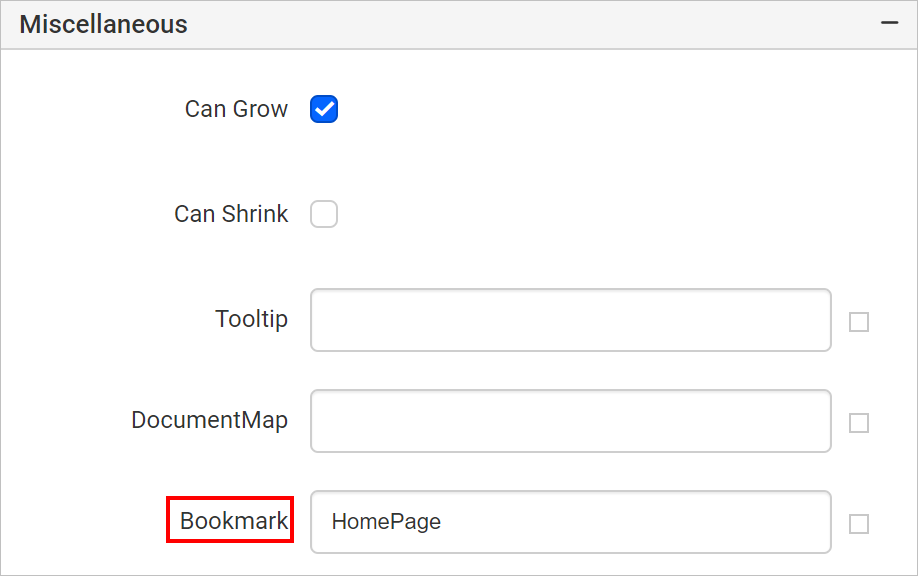 Configure Bookmark
