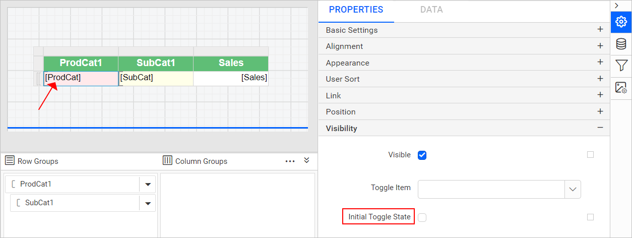 Initial toggle state