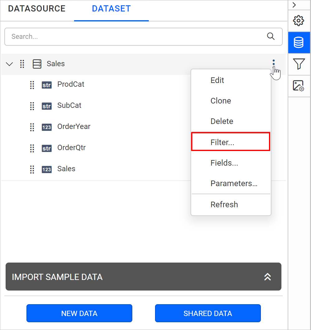 Dataset filter