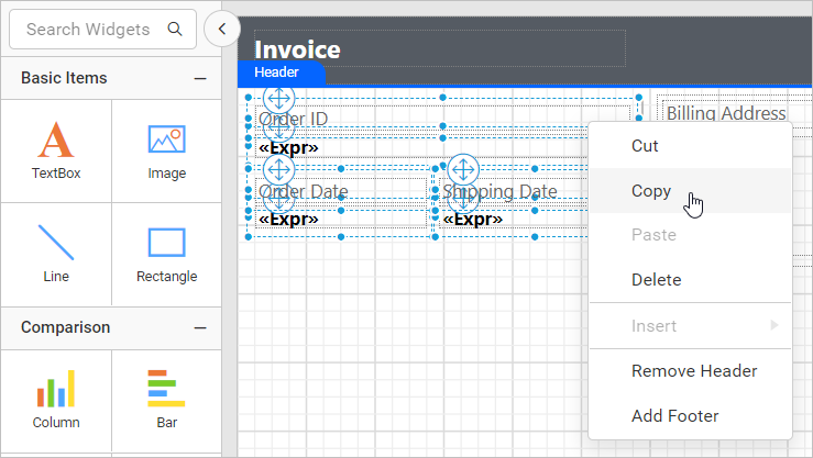 Copy from design surface