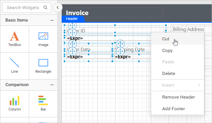 Cut from design surface