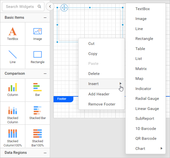 Insert item in rectangle