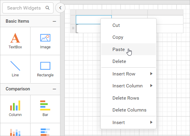Paste in tablix cell