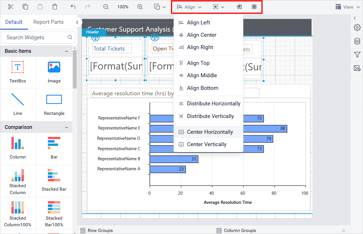 Alignment options