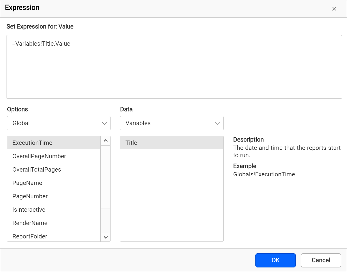 Steps to add report variables | Bold Reports Blazor