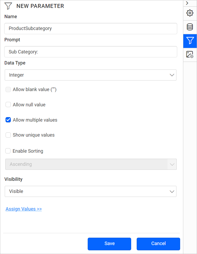 Create new parameter
