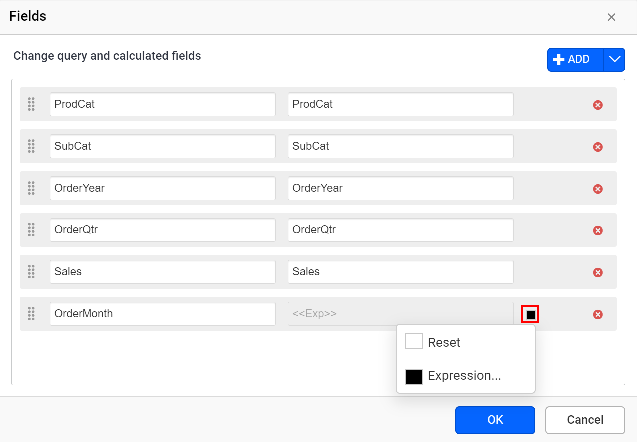 Select filter reset expression