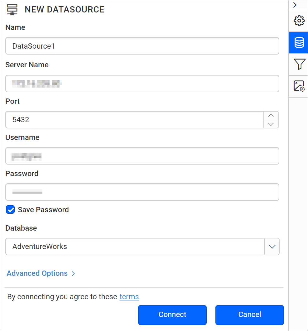 Web datasource properties