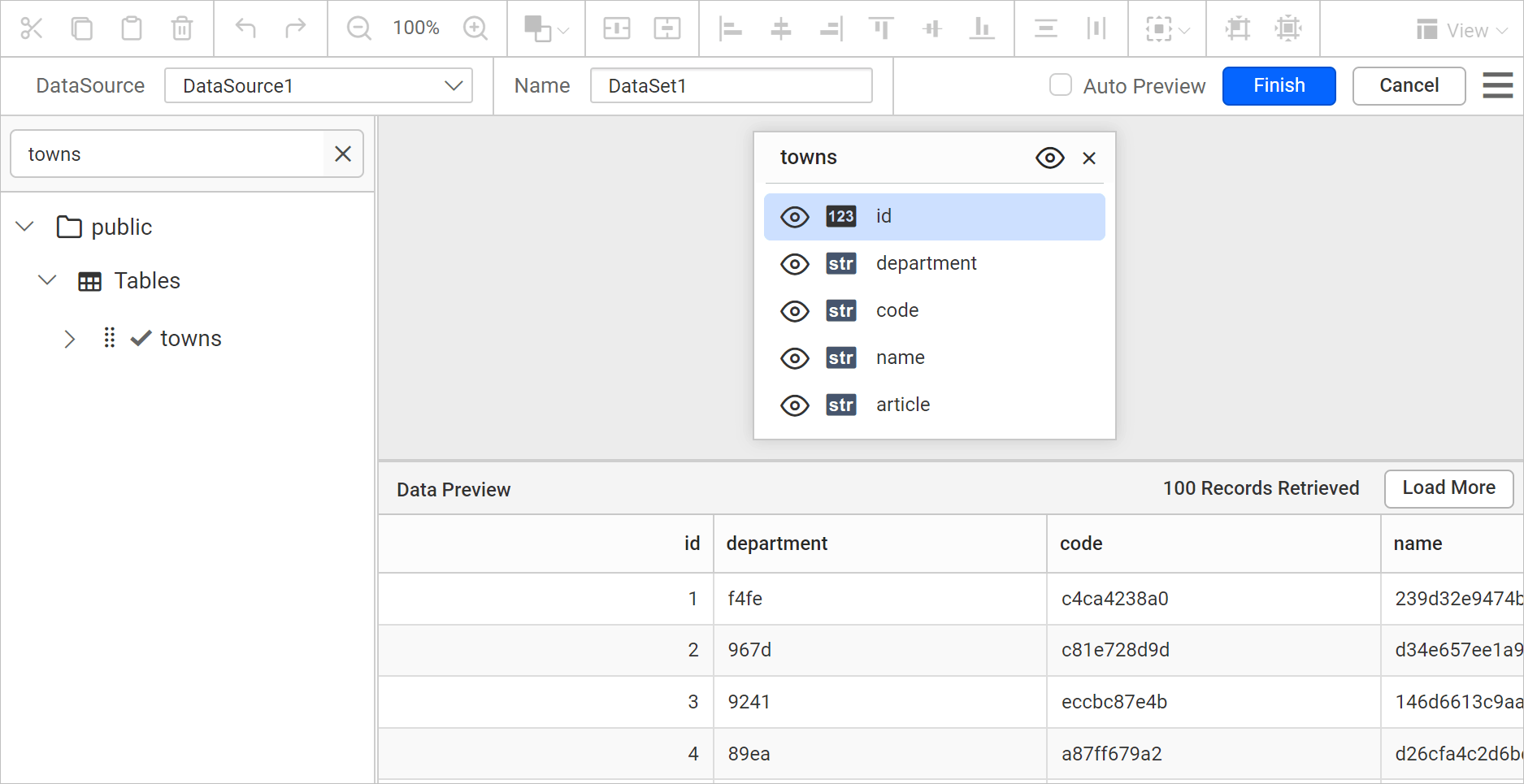 New connection panel