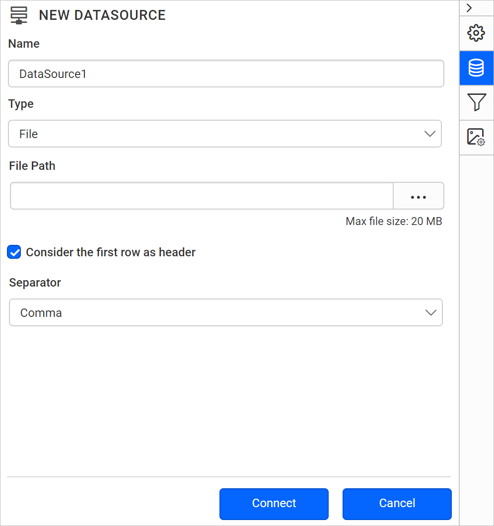 CSV datasource properties