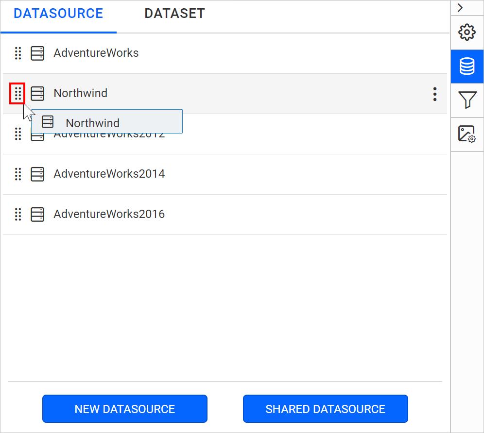 Data source drag icon
