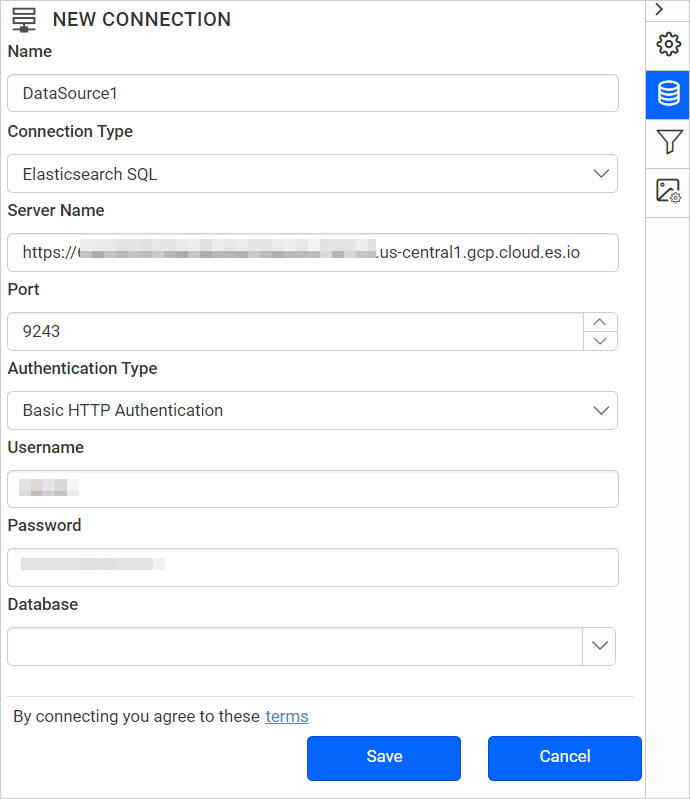 Web datasource properties