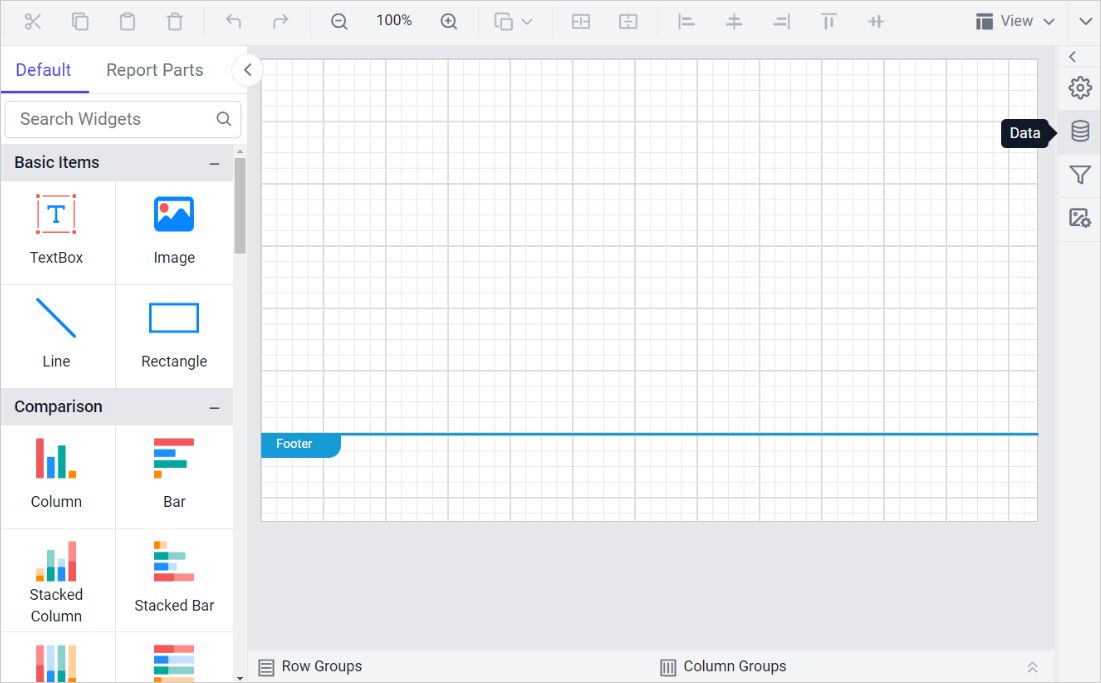 Data icon configuration panel