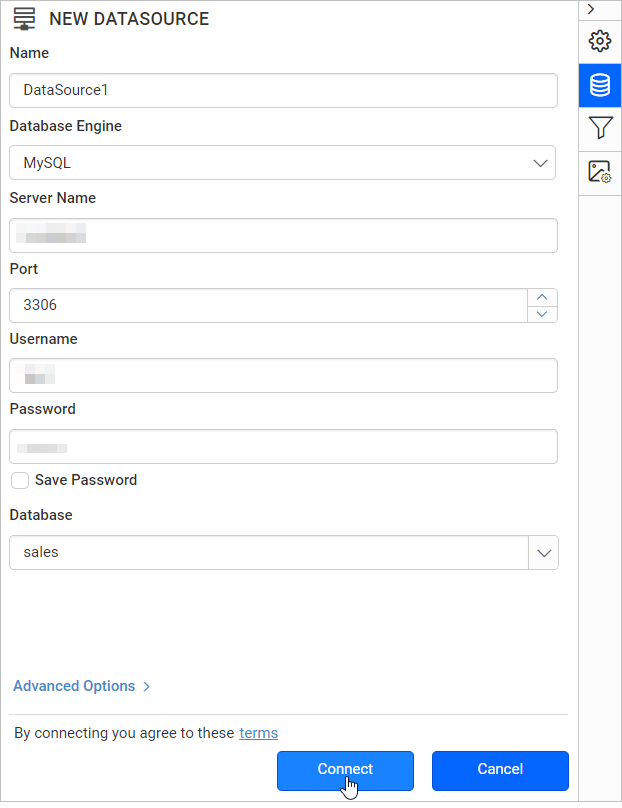 Web datasource properties