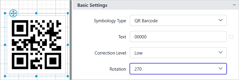 Barcode item with properties view