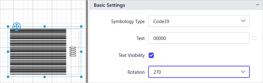 Barcode item with properties view