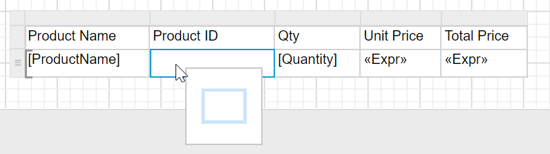 Drag and drop tablix report item into design area