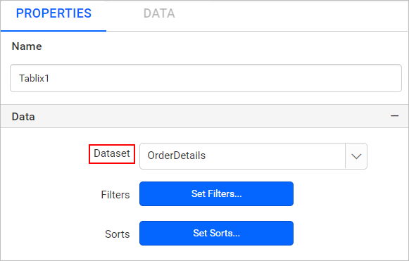 Drag and drop tablix report item into design area